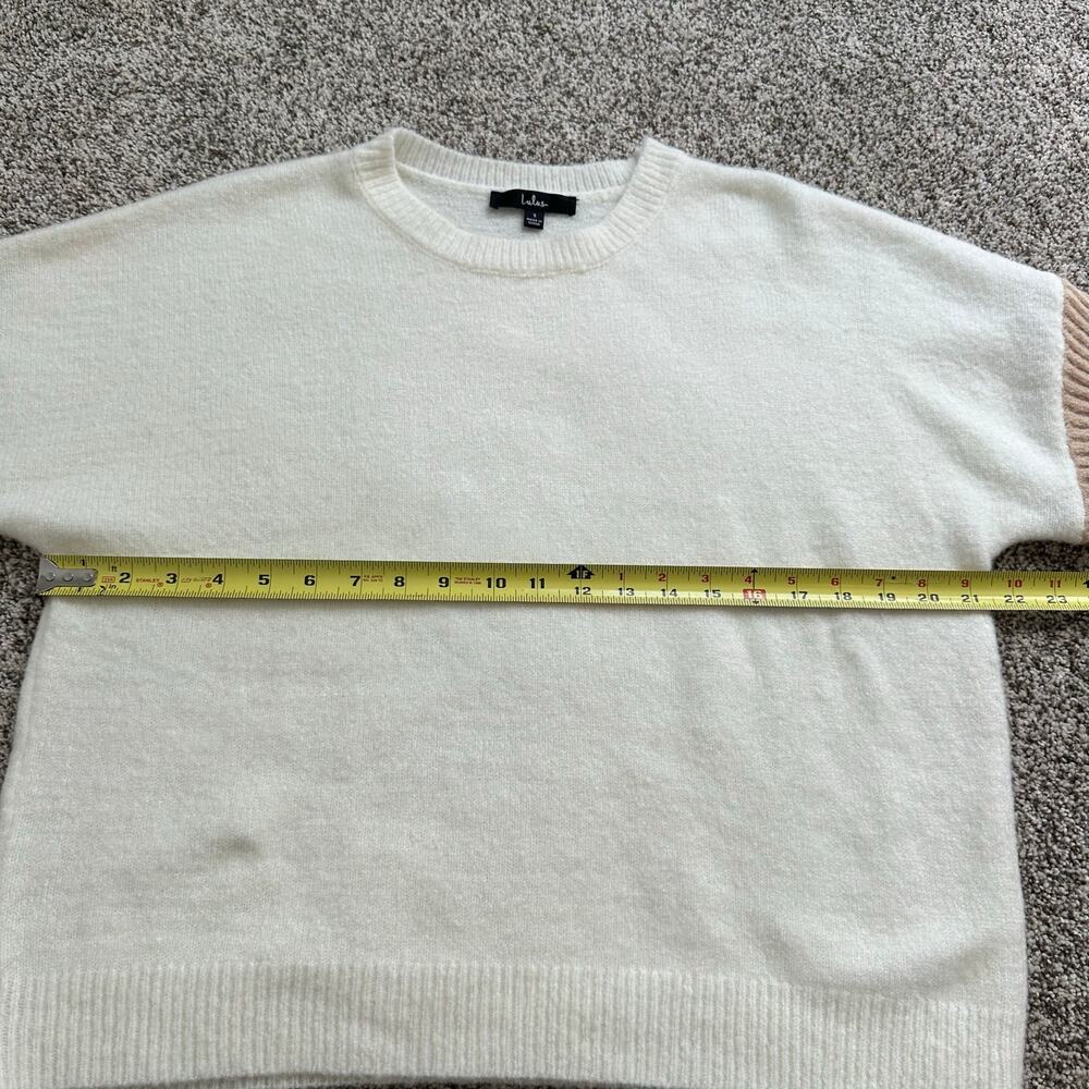 Lulus Nancie colorblock white & beige knit crewneck sweater size S - Picture 10 of 11